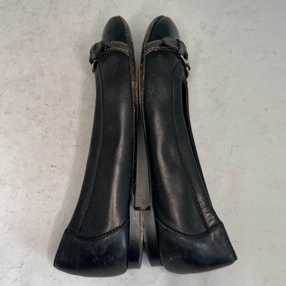 AGL Ballet Flats Cap Toe Black Leather Ballet Flats 35.5 - Picture 4 of 9